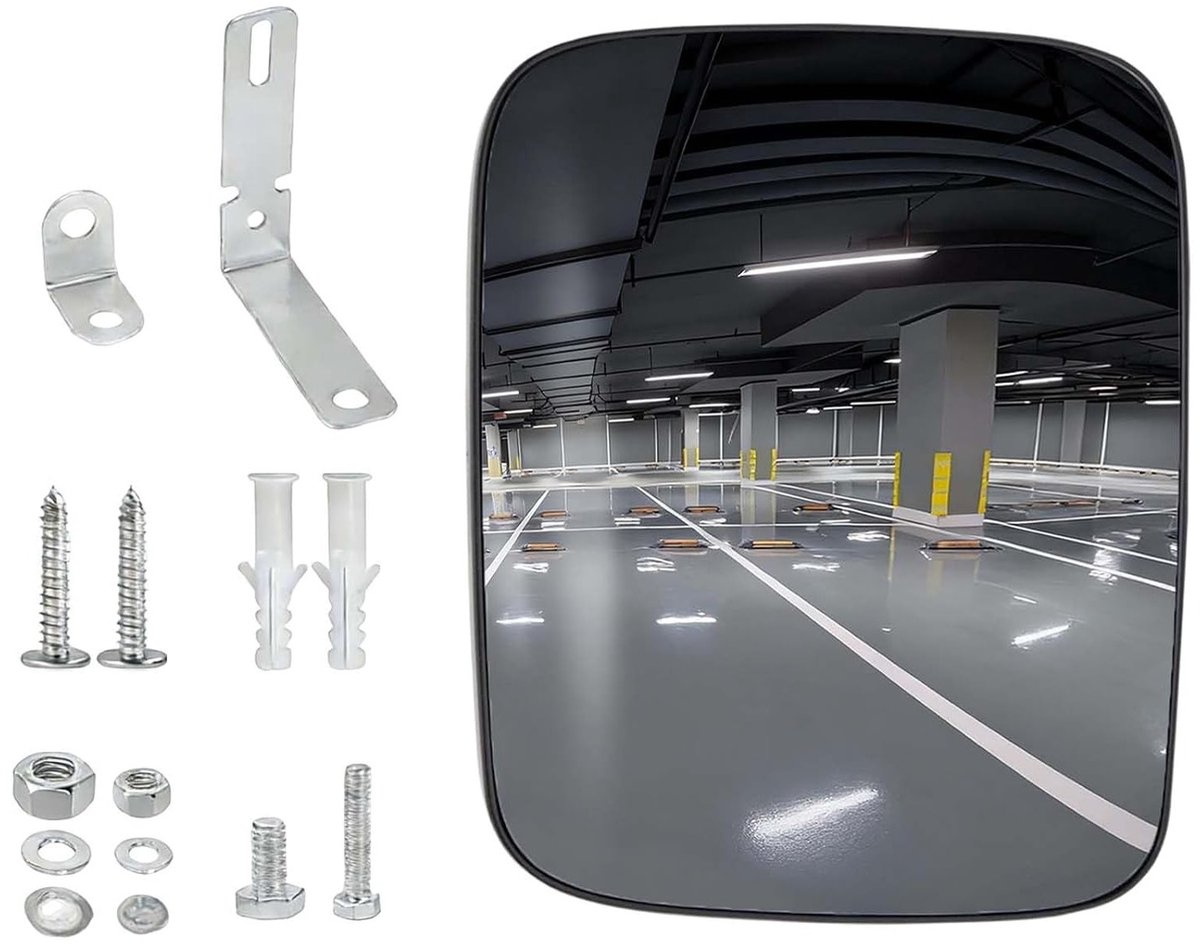Convex verkeersspiegel voor buitengebruik, verstelbare breedhoekspiegel voor optimale verkeersveiligheid, 16 x 19 cm, ideaal voor parkeerplaatsen en wegen