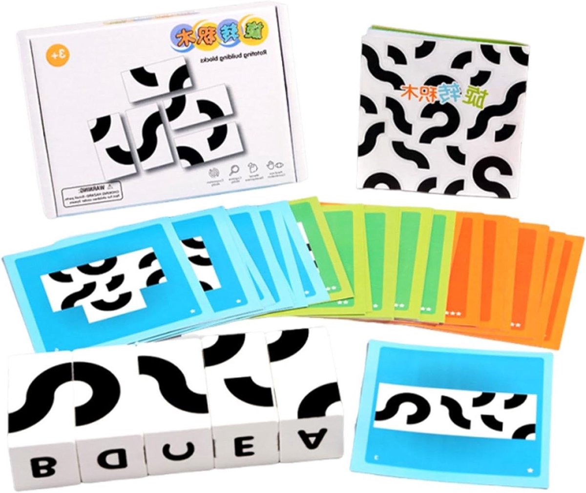 Roterende Blokpuzzel - Houten Puzzel - Creatief Spelen - Stimuleert Vaardigheden - 14 cm - Meerkleurig