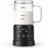 Kitchify Glazen Melkopschuimer - Elektrische melkopschuimer - Met schenktuit - 4 in 1 - Milk Frother - Zwart