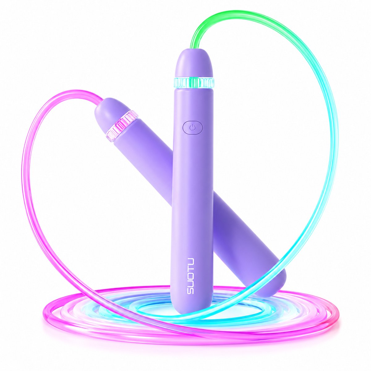 Suotu Springtouw met LED-verlichting - RGB - 280cm - Fitness springtouw - Touwtje springen - Paars