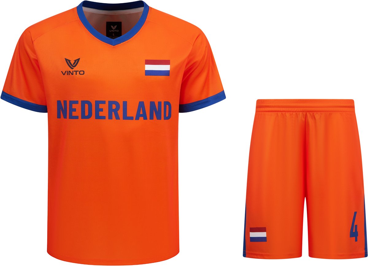 Vinto Nederlands Elftal Shirt en Broek voor Heren - Oranje Voetbal Tenue - Oranje Shirt - WK 2026 - Nederland - Maat S