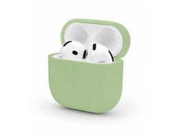 Enluxe Case geschikt voor Airpods 4 – Licht Groen - Premium Siliconen Hoesje, Valbescherming & Spatwaterdicht, Draadloos Opladen Compatibel