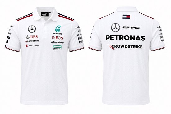 Mercedes Teamline Polo Wit 2024 XXL - Lewis Hamilton - George Russel - Formule 1 van Mercedes — afbeelding 3