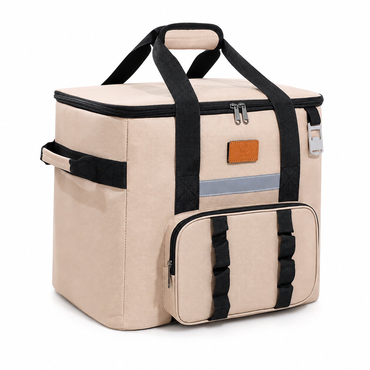 Sercano Geïsoleerde Koeltas 40L XXL - Opvouwbare Picknicktas voor Familie - Geïsoleerde Koelbox voor BBQ, Strand & Camping - Sterk Oxford - Beige