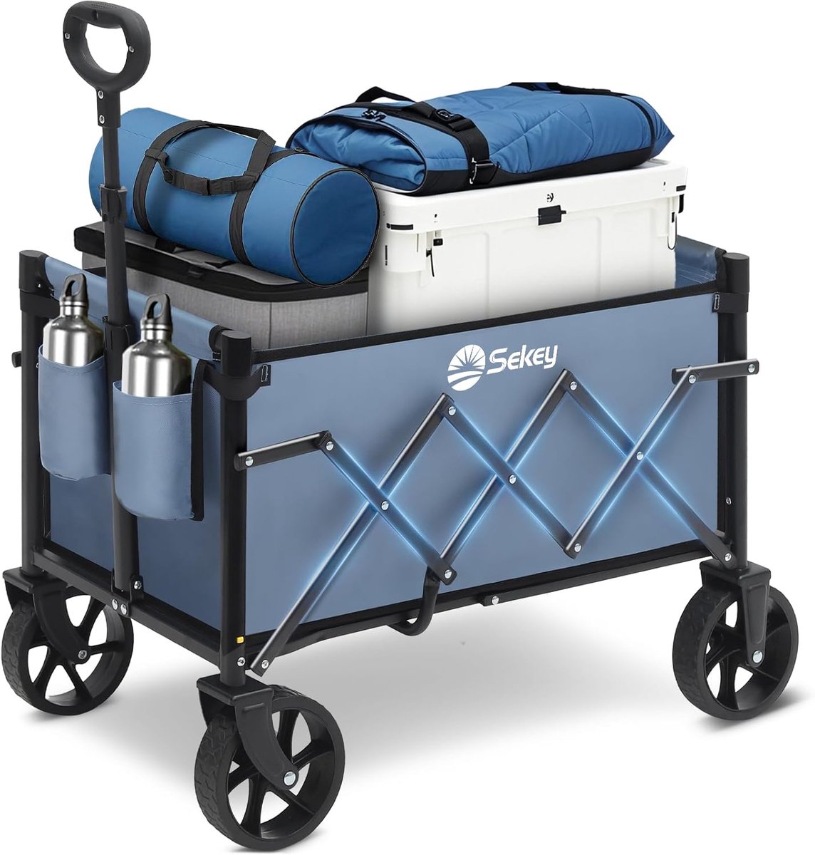 Mini 4029 Opvouwbare Bolderkar 70L 80KG Draagkracht – Compacte Handwagen Met Rem – Inklapbare Campingwagen Winkelwagen – Verstelbare Handgreep – Lichtgewicht en Ruimtebesparend