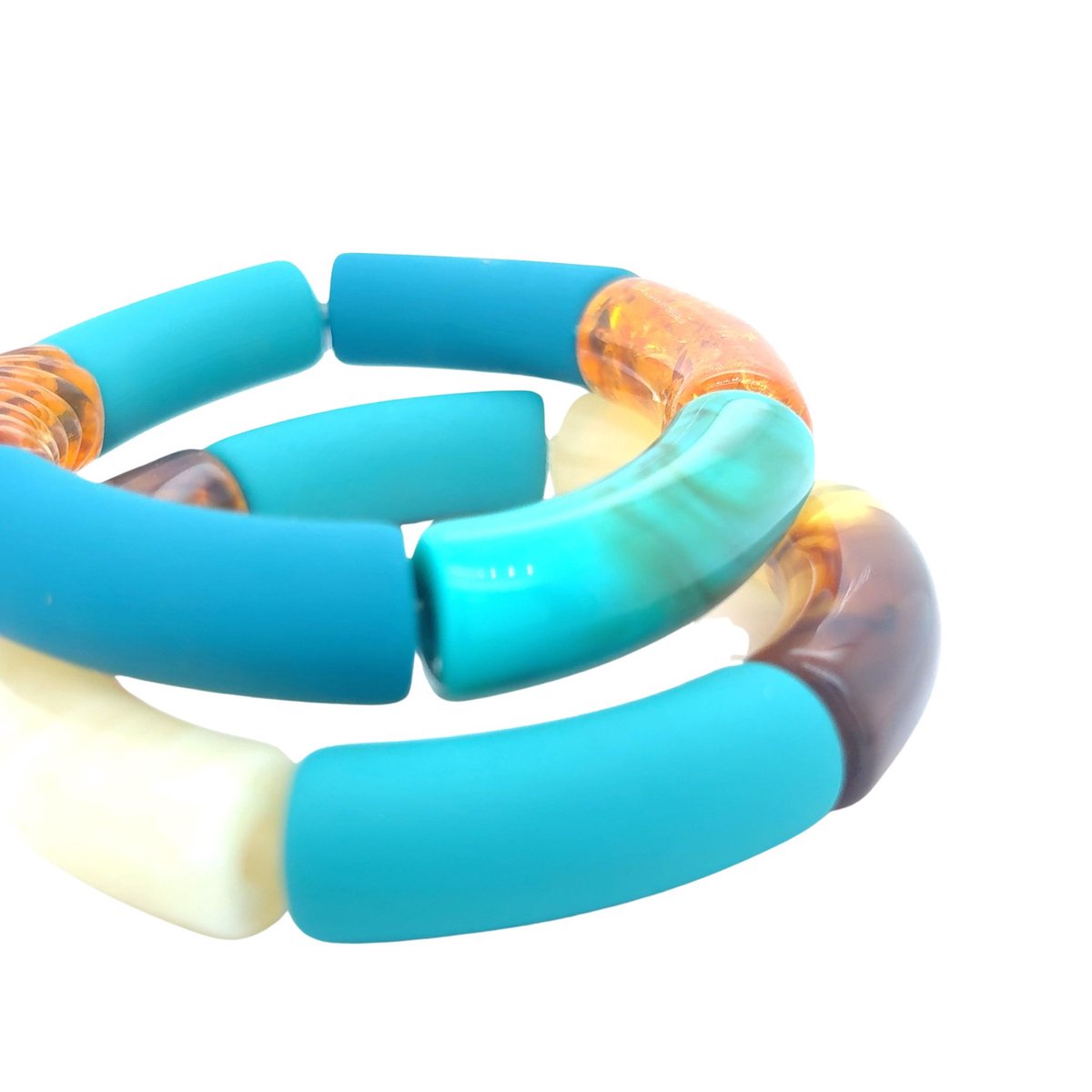 Pat's Jewels Armband - Armband Dames - Kralen Armband - Resin - Tube Kralen - Statement Armbanden - Set - Blauw
