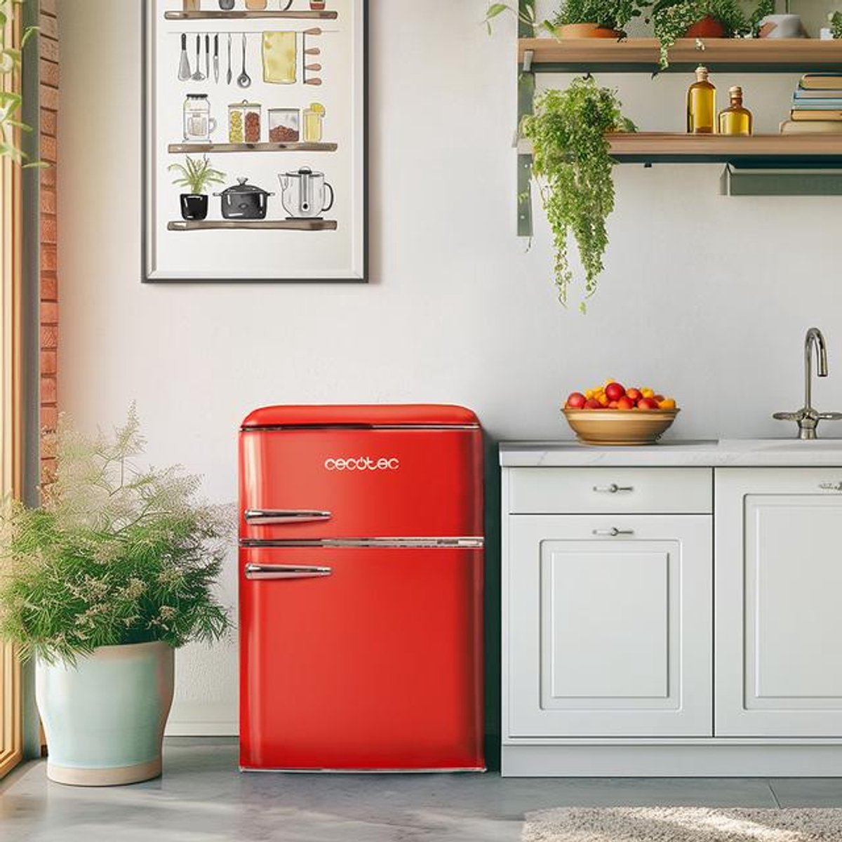 Cecotec 01895 koel-vriescombinatie Vrijstaand 86 l E Rood