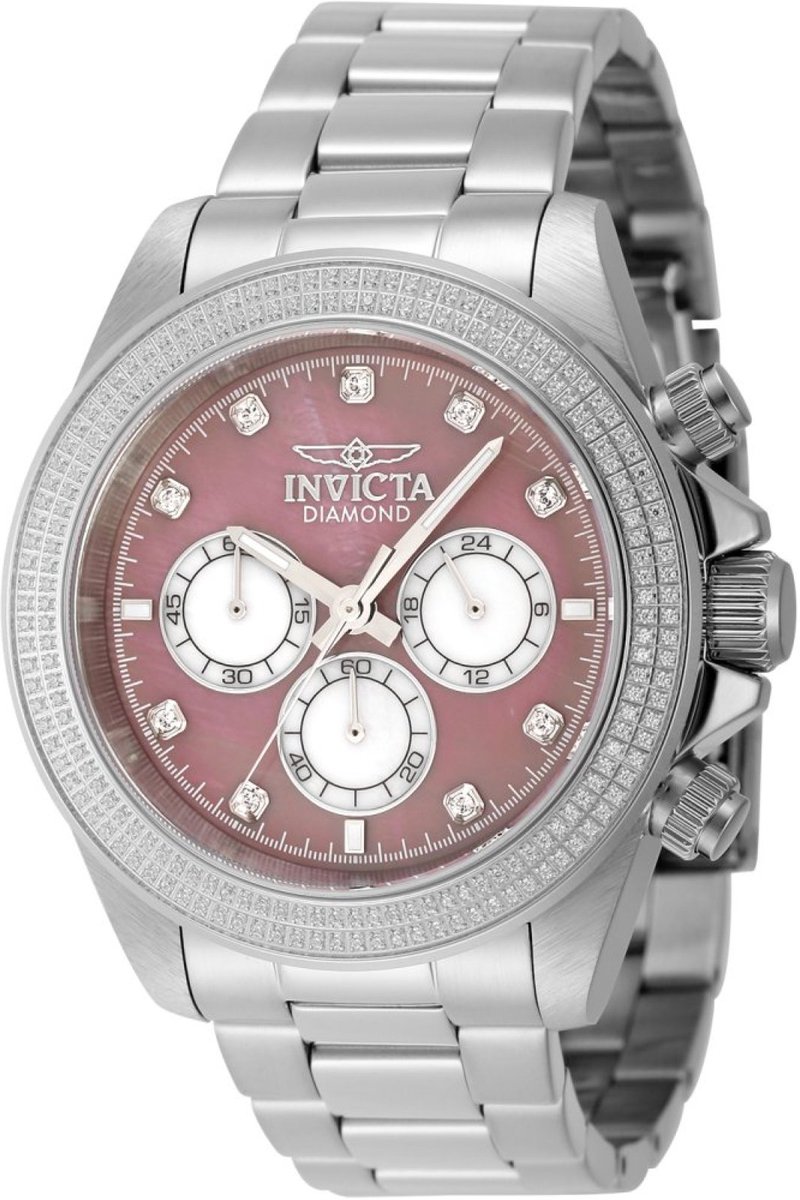Invicta Elite Diamond 48752 Heren Horloge - Waterdicht - Analoog - Quartz Uurwerk - Roestvrij Staal met parelmoeren Wijzerplaat - 44mm - Met 209 diamanten
