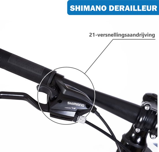 Fiets Mountainbike VANKEL LAUXJACK 26 inch - Hardtail mountainbikes met 21-speed Versnellingen - Shimano Derailleur - Met Schijfremmen - Blauw van Fiets. — afbeelding 3