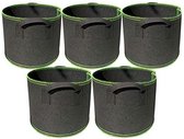 KZQ 5 stuks - Planten groeizak - Kweekzak - 5 Gallon - Niet-geweven stof- Groeipot - Plantenzak - Duurzaam - Herbruikbaar - Plantenmand - Bloemen - 25x30 CM - Zwart