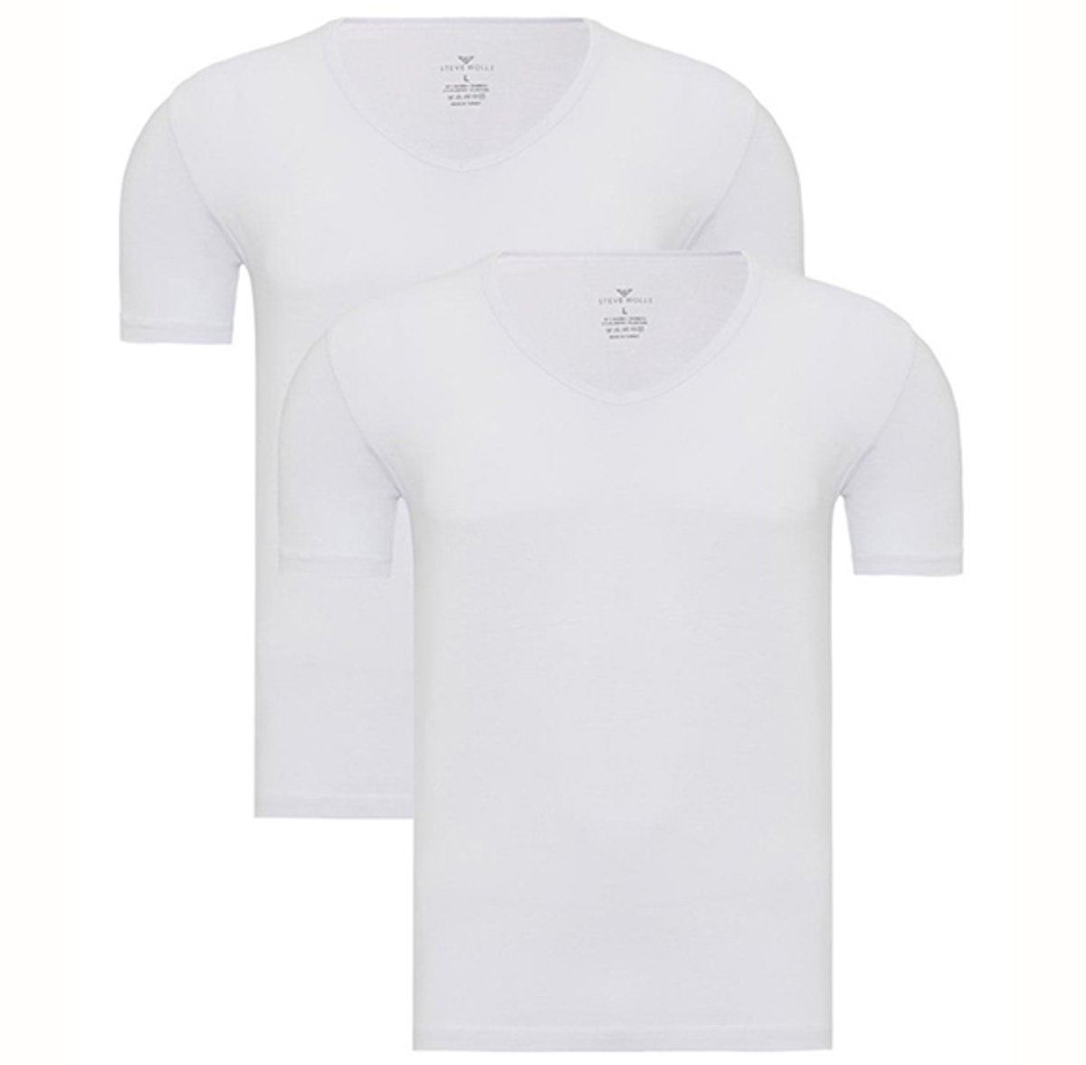 2 stuks - Bamboo T-Shirt - V-Hals - Super zacht - Antibacterieel - Perfect draagcomfort - 95% Bamboo - Wit - M