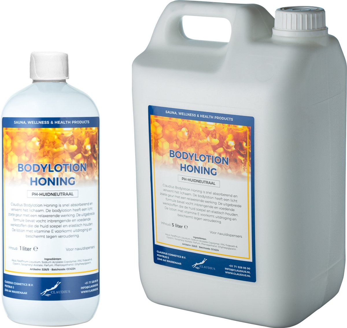 Bodylotion Honing 1 liter - hervulbaar + Jerrycan 5 liter navulling