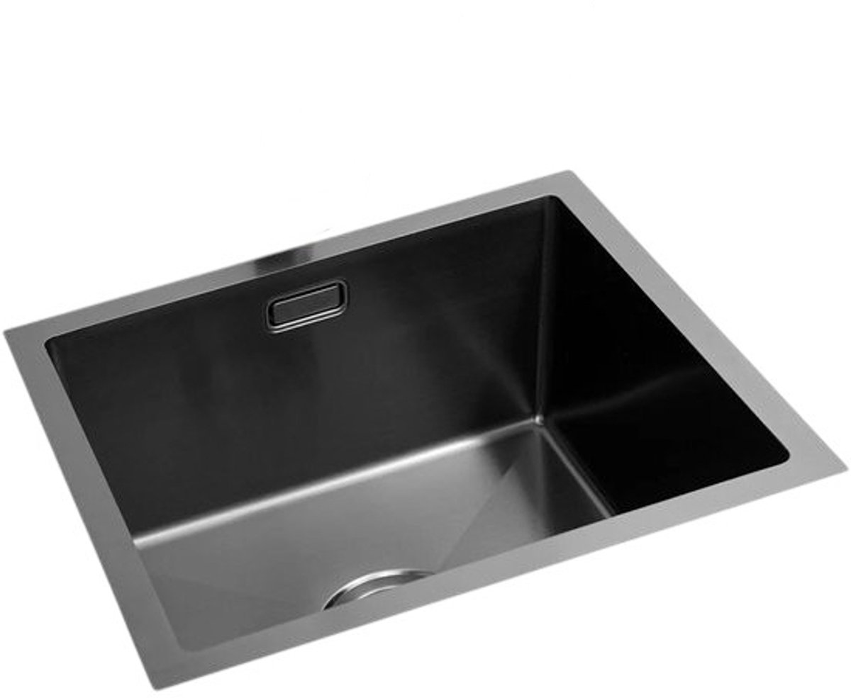 Vtw Living - Spoelbak Zwart Metaal 44,5 x 34,5 - Spoelbak Keuken - Keukenspoelbak - Wasbak Keuken - Zonder Kraangat RVS