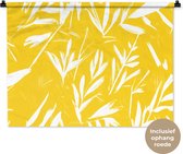 Tapisserie murale 90x67,5 cm - Motif abstrait - Feuilles - Jaune - Coups de pinceau - Tapisserie - Tapisseries