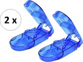 Knaak Pillensnijder / Bewaardoosje voor pillen - 2 stuks - Compact & Veilig - Blauw