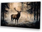 Cerf majestueux dans la forêt brumeuse - Peinture sur toile de cerf - Peinture sur toile animaux - Mouvement artistique réaliste - Peinture de campagne - Cuisine sur toile - toile 45x30 cm