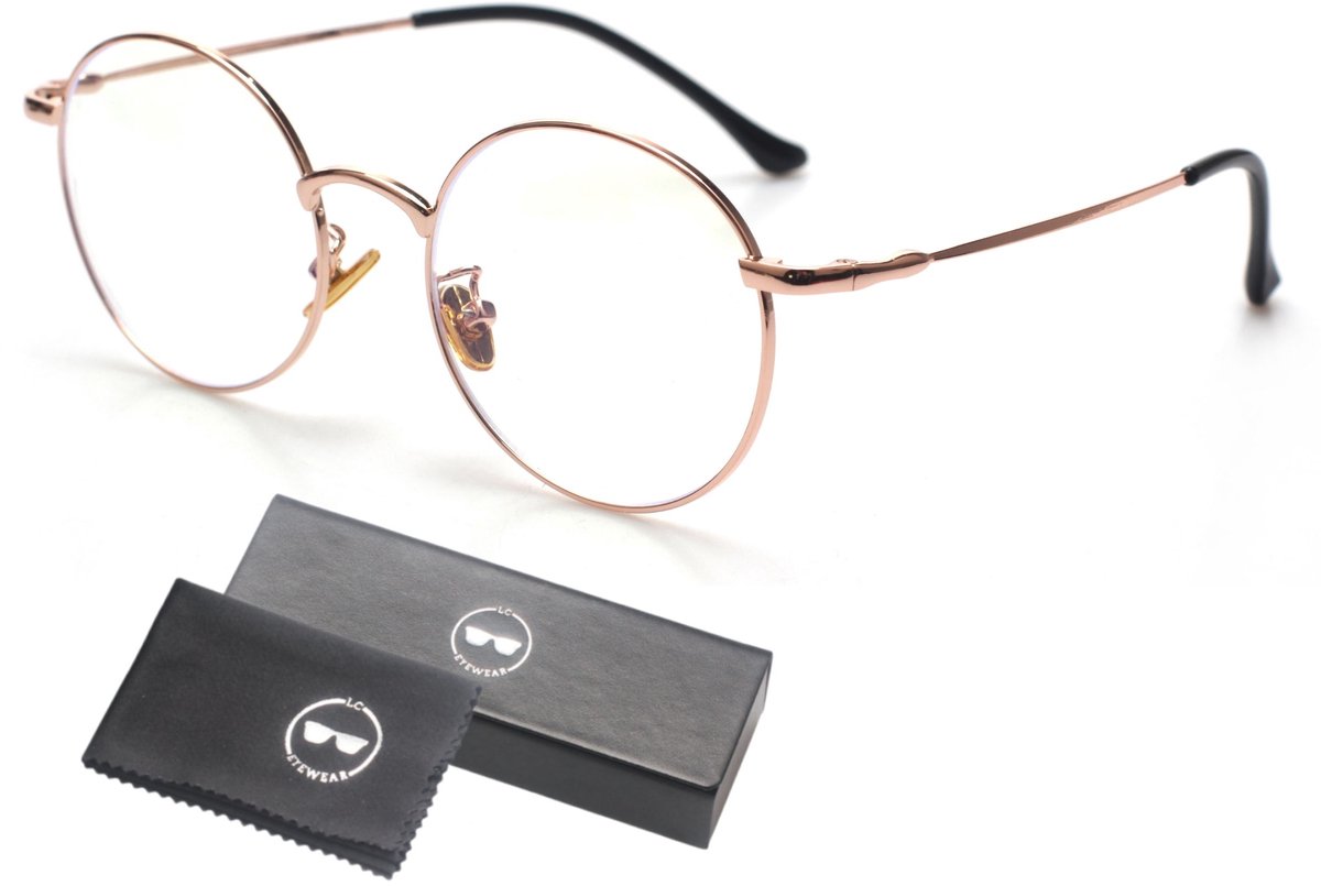 LC Eyewear Computerbril - Blauw Licht Bril Zonder Sterkte - Blue Light Glasses - Beeldschermbril - Metaal - Unisex - Rose Gold