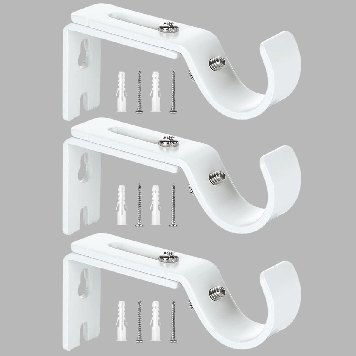 Ibenzoa® Verstelbare Metalen Gordijnroedehouder Set van 3 voor Diverse Interieurstijlen en Ruimtes