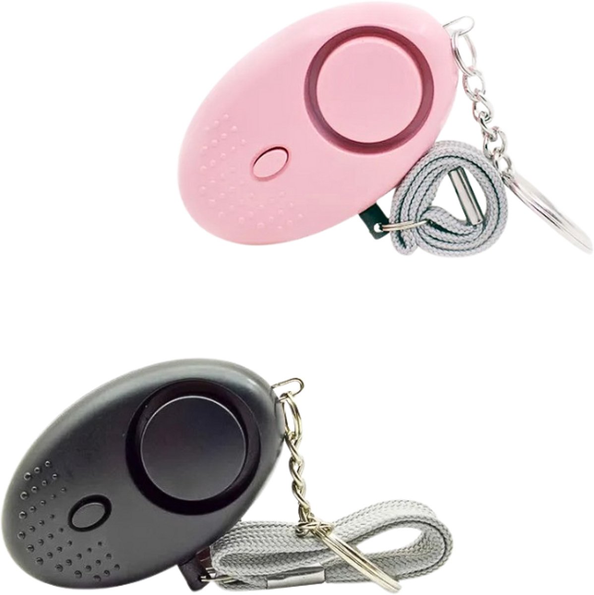 S4D® - Persoonlijk Zakalarm - Paniekalarm - Senioren Alarm - Veiligheid Alarm - Persoonlijke Alarmknop - Zelfverdediging Sirene - 130 Decibel - Incl. Batterijen - Met LED Zaklamp - Set Van 2 Stuks - Zwart + Roze