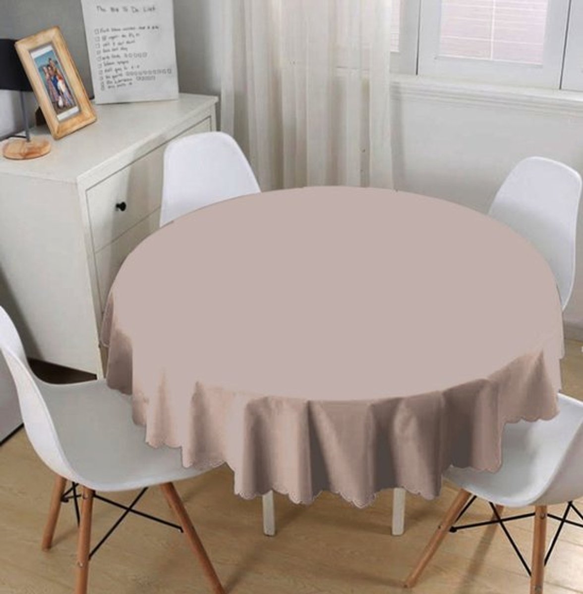 Rond Tafelkleed Ø160cm - Textiel tafellaken - Nertskleur - Tafelkleden - Tafellaken