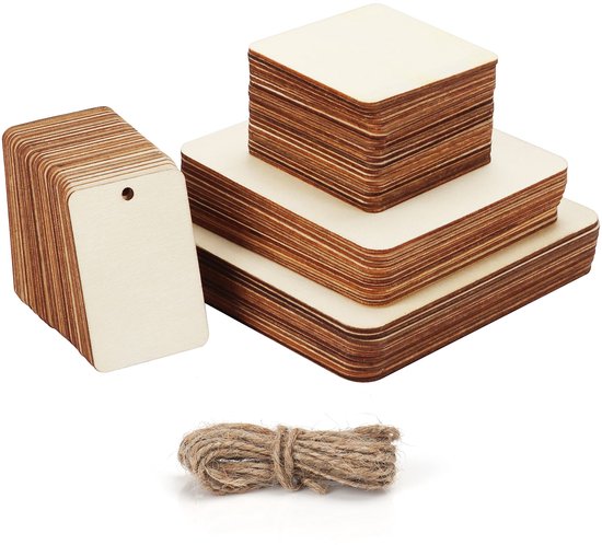 Belle Vous Onbewerkt Blank Houten Stukken 66 Stuks 4 Maten 