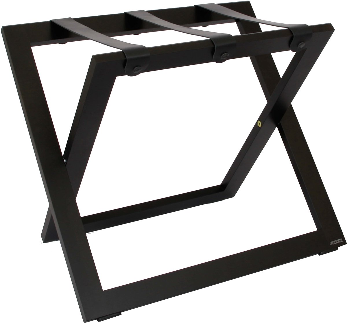 Kofferrek Roootz Compact | Zwart beukenhout met Zwarte Leren banden | Inklapbaar | Compact