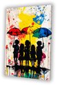 Kinderen, Street Art, Paraplu, Rood, geel, blauw, zwart, groen