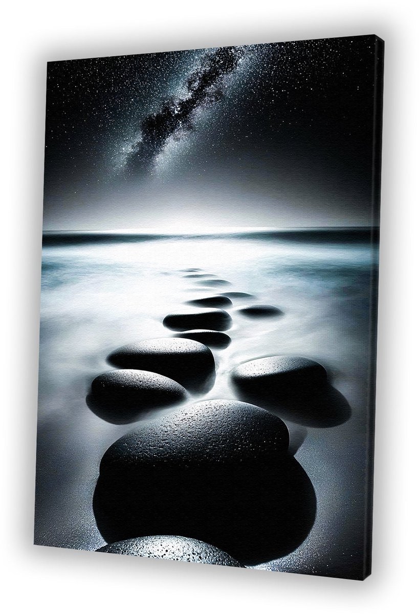 Mystiek pad naar de sterren - Kosmos canvas schilderijen - Wandkunst stenen - Surrealistis