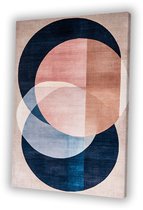 Formes abstraites superposées en couleur - Art sur toile circulaire - Œuvres superposées - Art abstrait - Décoration murale campagne - Peintures sur toile salon - Toile 40x60 cm