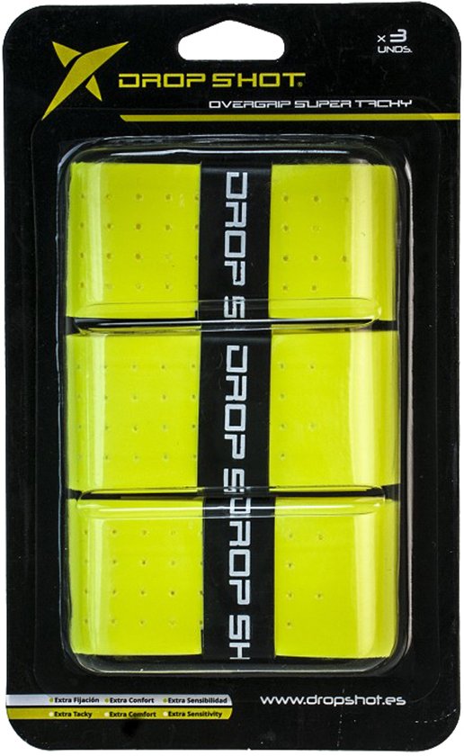 Drop Shot padel overgrip TACKY - neon geel - 3stuks Drop Shot padel overgrip TACKY - neon geel - 3stuks