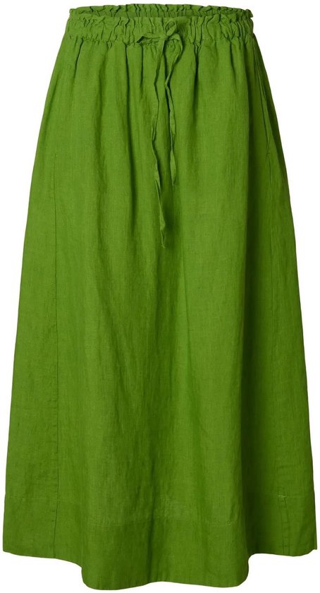 Jupe midi en lin Linna MW Selected Femme, couleur fusain