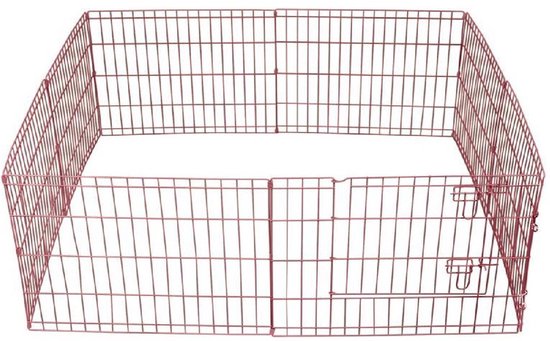 Hondenren in 4 panelen - hondenkennel - met deur - 60 cm hoog - zwart