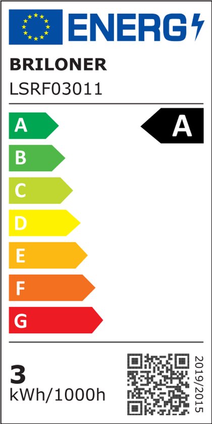 Energie-etiket klasse A voor Briloner LSRF03011, 3 kWh/1000h.