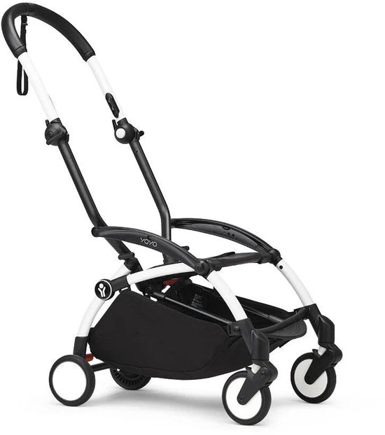 Stokke YOYO3 frame, wit - textielset niet inbegrepen - geleverd met 5-punts harnas, in meerdere posities verstelbare rugleuning, luifelverlengingen, gevoerde schouderriem en beschermende opbergtas