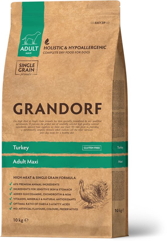 Grandorf Adult - Kalkoen en Bruine rijst - 10kg - Hondenvoer