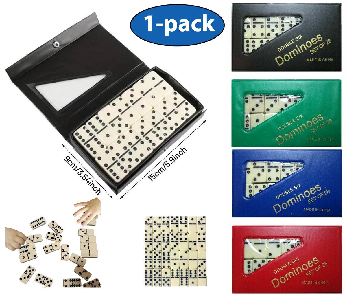 XMTECH Jeu de dominos en bois double six 28 pièces Pour les enfants