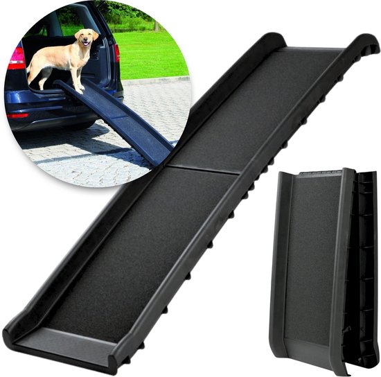 Dogs&Co® Auto Loopplank Hond 157x40x14cm - Loopplank Auto - Loopplank Hond (Tot 70Kg) - 40 x 157 cm - Hondenloopplank - Zwart