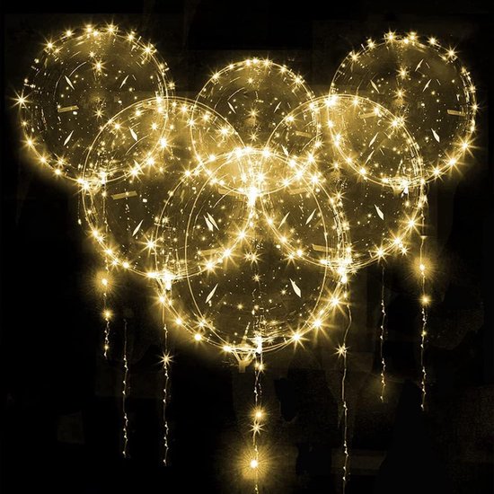 10 PCS LED Ballonnen, 20 Inch Helium Ballonnen Verjaardag Ballonnen met 3m Fairy Lights, Lichtgevende Ballonnen helium voor Party Wedding Decoratie (Warm geel)