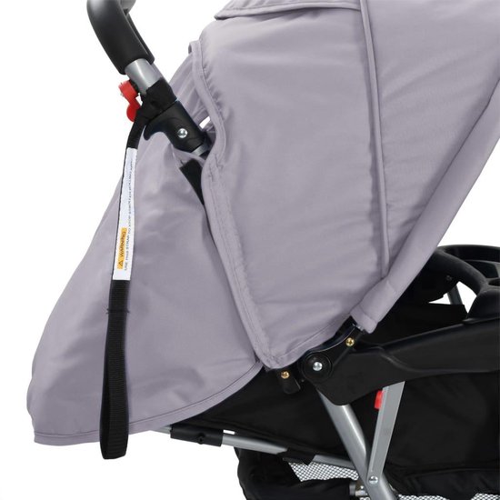 vidaXL - Kinderwagen - dubbel - staal - grijs - en - zwart van Vidaxl — afbeelding 3