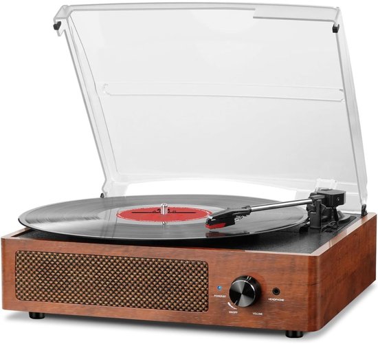 Platenspeler Bluetooth - CD Speler met Speakers - Vintage - Bruin