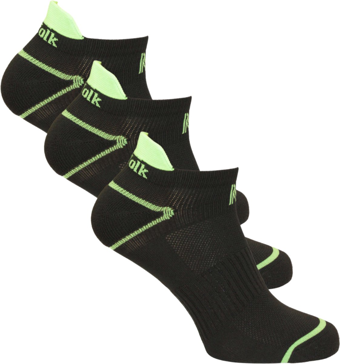 Norfolk - 3 paar - Anti Blaren Sportsokken met Demping - Eco-vriendelijke Repreve® Hardloopsokken - Sneakersokken - Enkelsokken - Zwart - Maat 35-38 - Caretta