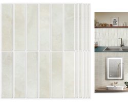 Muraio Plaktegels - 10 stuks Tegeltickers- Zelfklevende 3D Muurstickers Keuken - Tegelstickers Badkamer - Grijs/beige - 25,4 cm x 20 cm