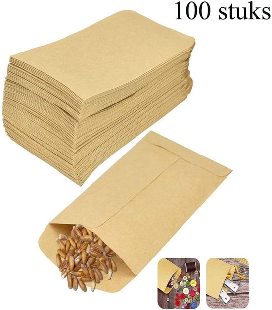 Papieren zakjes - Bruin - 10x6 cm - 100stuks ideaal voor het vullen van vreugdetranen en adventskalenders, mini-zakjes van kraftpapier voor bruiloften, Kerstmis