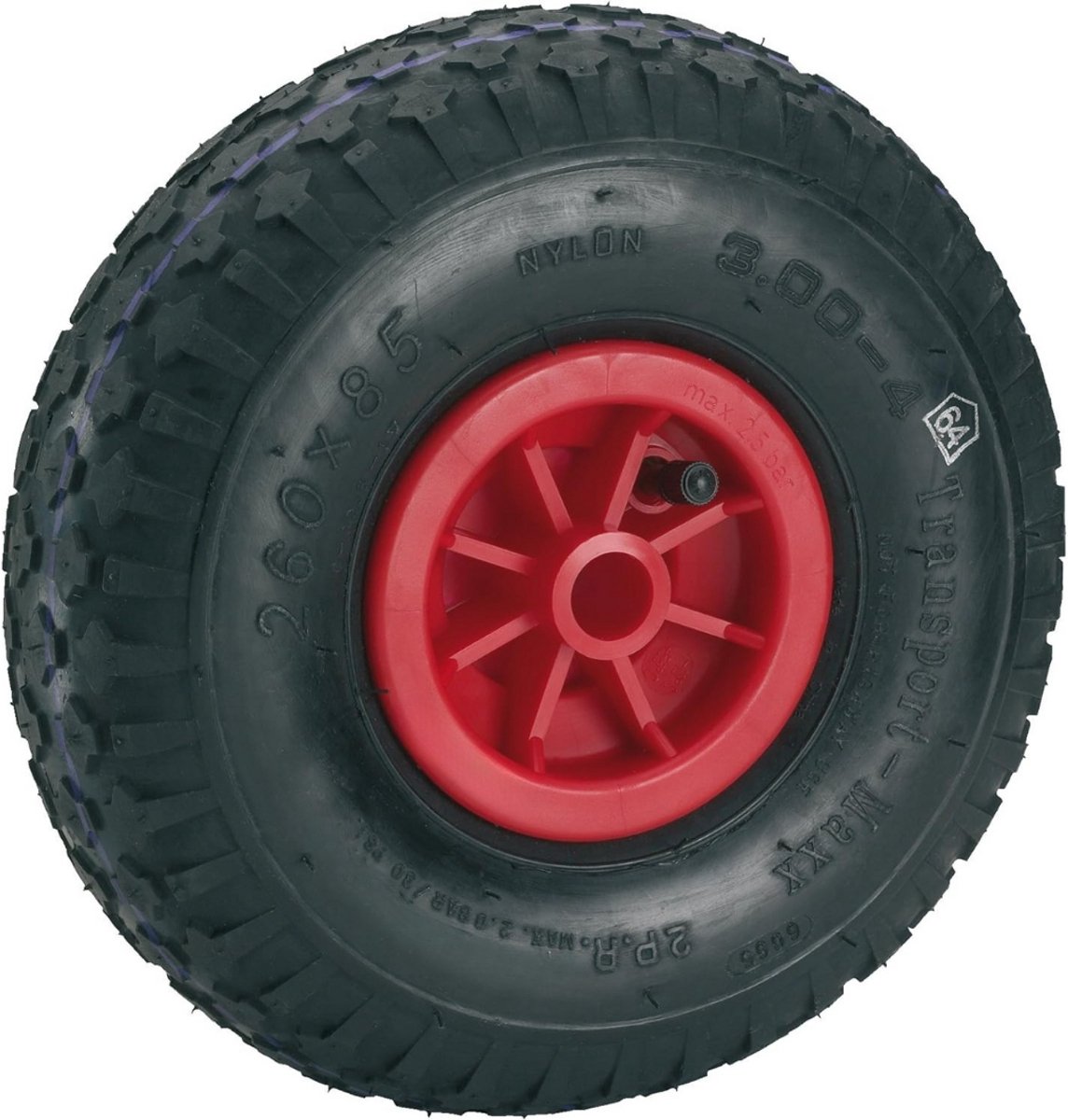 GTB® Steekwagenwielen - Steekwagen - Luchtband Rubber - Zwart en Rood - 27cm x 6cm x 9cm