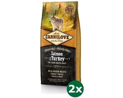 2x12 kg Carnilove salmon / turkey adult large breed hondenvoer