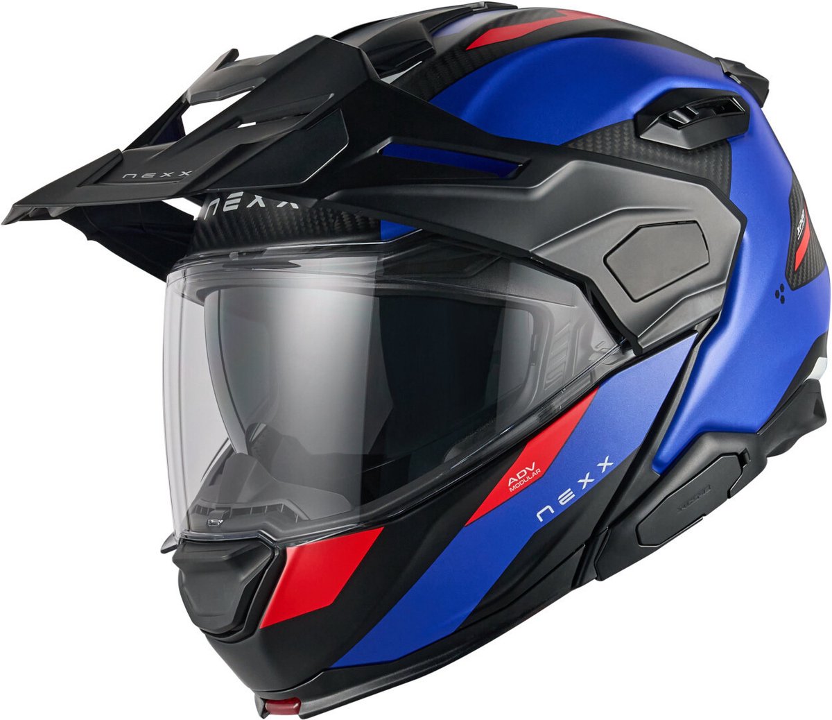 Nexx X.Lifecountry Terra Carbon Mat Blauw Rood Systeemhelm - Maat L - Helm