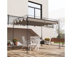 Vervangingsdak voor pergola van 2,85 x 2 m, waterafstotende oprolbare golfoverkapping met regenafvoeropeningen, UV-bescherming 30+, wintervaste schaduwafdekking voor tuin, balkon, terras, koffie