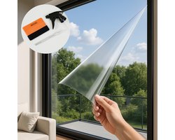 AVOID® Zonwerende UV-werende Raamfolie – 120x300cm – Isolerend - Statische Bevestiging – Geschikt voor HR++ Glas – Energie- & UV-besparend – Incl. Rakel en Mesje