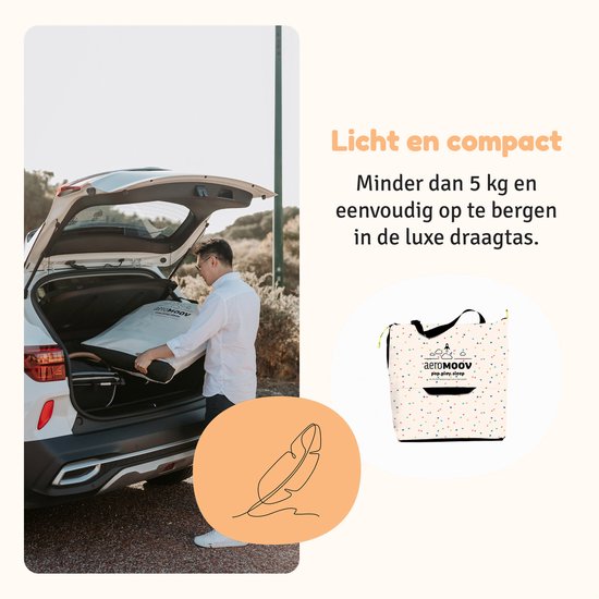 AeroMoov Campingbedje / Reisbedje met matras - voor baby én peuter - met bodemverhoger - Opgezet in 2s - Confetti Hearts van AeroMoov — afbeelding 5