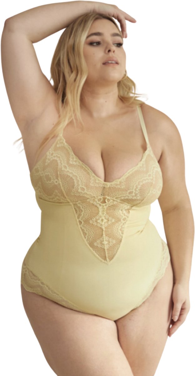 Levady Kanten Shapewear Dames Butter - Bodysuit Dames - Corrigerend Ondergoed - Waist Shaper - Shapewear Body - Luxe Shapewear voor Dames - Maat 3XL